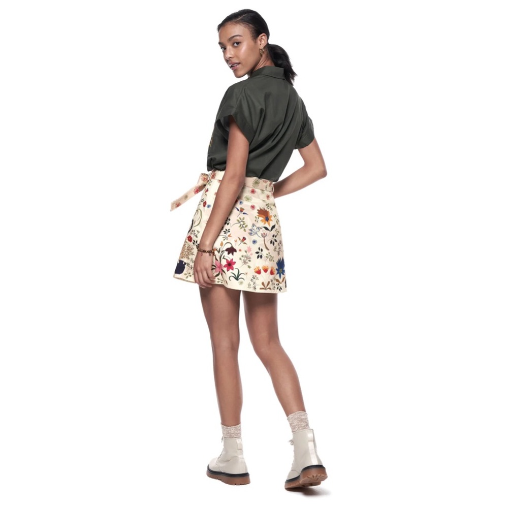 NWOT THE KIT NYC Cargo Skirt Palampore Wood Pattern Fall Skirt sz S - Picture 3 of 6